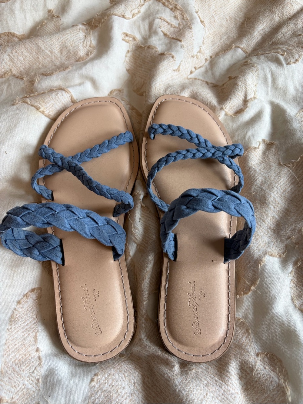 Braided Strap Blue Women's Slide Sandals
